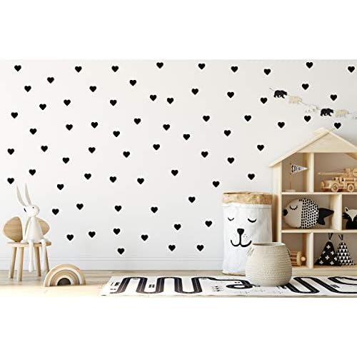 | Heart Shape Decoration Removable Wall Art Vinyl Decal Stickers | (Pack of 80) (Black)