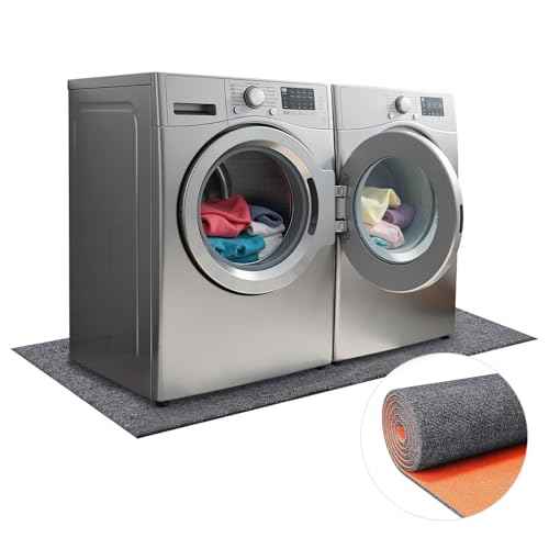 9mm Thickened Under Washing Machine Mat 63" L x 36" W Shock Absorbing Noise Reducing Non-Slip TPE Backing Floor Mat Freely Cut for Refrigerator Washer Dryer Portable Air Conditioner Floor Protection