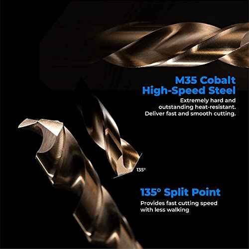 amoolo 1/16" inch Cobalt Drill Bits(10Pcs), M35 HSS Metal Jobber Length Twist Drill Bit Set for Hard Metal, Stainless Steel
