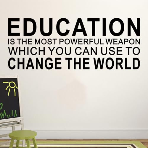 Motivational Quotes Wall Stickers for Classroom: Inspirational Vinyl Art Wall Decals for Library School - Education Change The World 23" X 9"