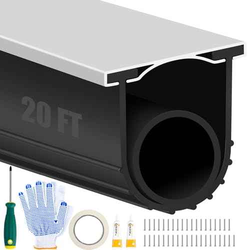 ToLanbbt Garage Door Bottom Rubber Seals, 20 FT Pre-drilled Aluminum Track Retainer Kit, Garage Door Weather Stripping Kit Universal U+O Ring Weatherproof Rubber Bottom Strip (1.57" Width, Black)