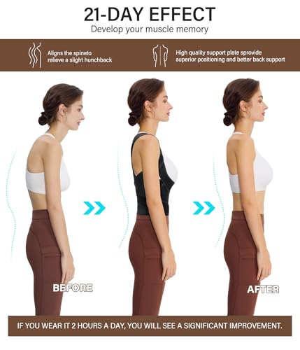 URSEXYLY Back Brace Posture Corrector for Women Breathable Posture Brace Adjustable Full Back Support Brace,Upper and Lower Back Pain Relief(Small,Black)