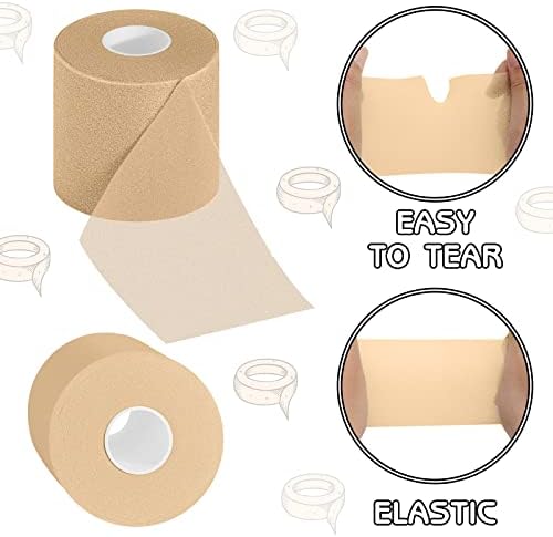 24 Pieces Foam Underwrap Tape Sports Prewrap Athletic Tape Foam Pre Wrap for Ankles Wrists Hands and Knees(Beige)