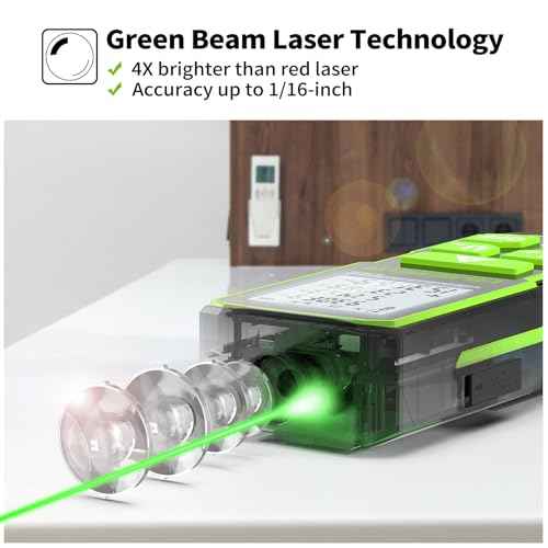 393FT Professional Green Laser Measuring Tool with Angle Sensor, Huepar 1/16in Accuracy Laser Distance Measurement Tool, Digital Laser Room Measuring Device, Laser Distance Meters