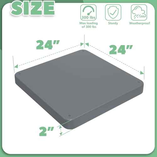 Equipment Pad for HVAC Systems,24'' x 24'' x 2'' Ground Equipment Pad,Outdoor Plastic Condenser Unit Pad,Ground Leveling Support Base for Air Conditioner Heat Pump Systems