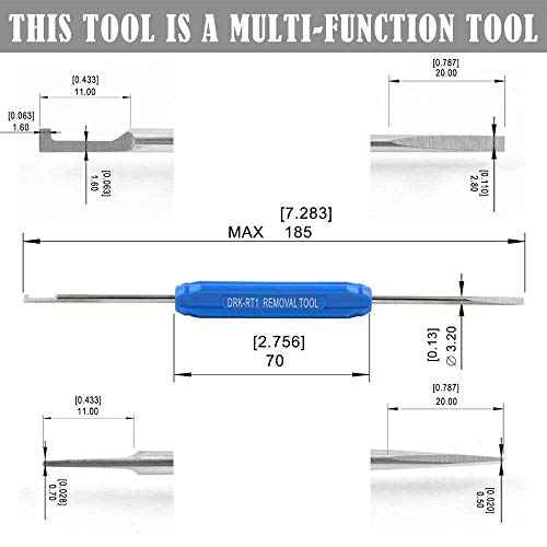 JRready DT series Solid contacts Pin removal tool DRK-RT1, Deutsch Connector Removal Tool, 90 Degree Hook+ Standard Flat Head Screw Driver, suitable for DT, DTM, DTV, DRB, DRCP and STRIKE connectors