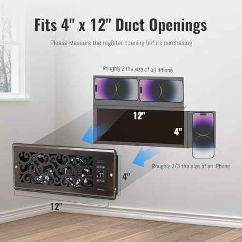 Register Booster Fan for 4" x 12" Register Holes, Quiet Vent Fan Booster with Intelligent Thermostat, Improves Heating Cooling, App Control, 10-Speeds, Charleston Smart Register Vent, ORB