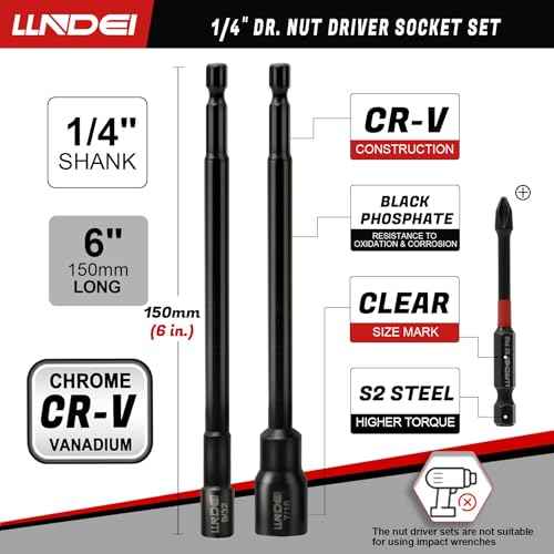 LLNDEI 1/4" Drive Socket Set & Nut Driver Set 38PCS,1/4-Inch Sockets Deep&Shallow SAE 5/32" to 9/16"? with Ratchet, Hex Shank 6" Long Nut Drivers(1/4" to 9/16") for Drill Bits(PH1 PH2)