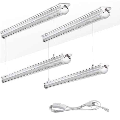 4Pack 4FT LED Shop Light Garage Lights,50W 6000K 7500LM White Light,Hanging/Surface Mount,Plug and Play,Linkable T8 LED Shop Lights,Commercial Bay Lighting for Warehouse Workshop Basement
