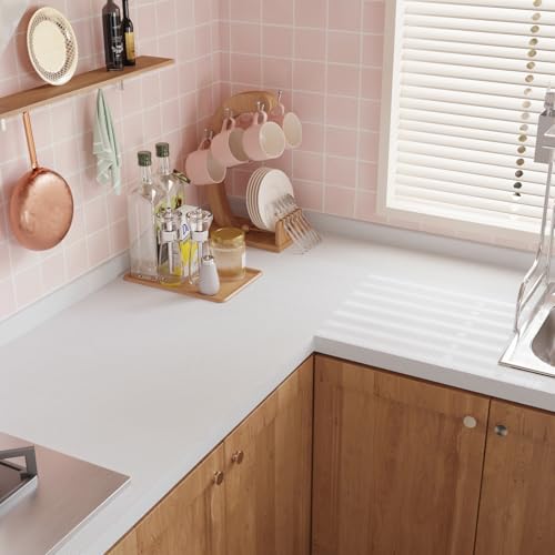 CRE8TIVE White Wood Contact Paper Peel and Stick Textured Thick Wood Look Wallpaper for Countertops Waterproof Vinyl Wrap 12"x80" Self Adhesive White Wallpaper for Bedroom Furniture Cabinets Desk Tops