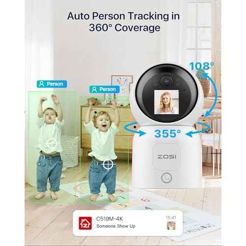 ZOSI 4K Pan/Tilt Smart Security Camera Indoor,Plug in 2.4/5GHz WiFi Camera,2 Way Video, Motion Tracking,8MP Baby/Pet Dog Monitor with Phone app, C519M8 360¡ÆView Home Cam, Cloud & Memory Card Storage