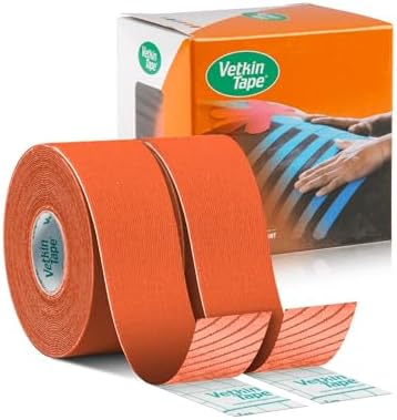 VETKIN VetkinTape® Veterinary Kinesiology Tape | Tape for Horses & Dogs | Equine & Canine Kinesiotape | Latex Free and Quality Mark Certified Ktape | 1.2 inch | Pack of 2 Rolls (Orange)