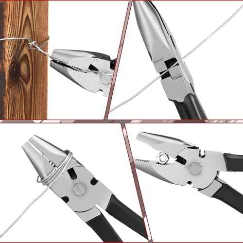 10'' Button Fence Pliers for Bending Cutting and Gripping Round Nose Wire Cutter Plier for Construction and Wire Fencing Resists Rust and Corrosion