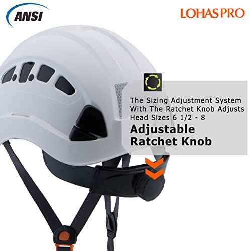 Hard Hats Construction Safety Helmet ANSI Z89.1 Approved OSHA Hardhat, LOHASPRO Vented Men Worker White Hard Hat with Chin Strap Tree Climbing Rescue Arborist Helmet (P1 White)