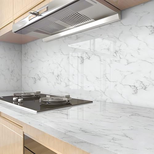 Safiyya Marble Contact Paper Peel and Stick Wallpaper Granite White and Grey Wallpaper for Kitchen Countertop Cabinet Furniture Self Adhesive Removable Wall Paper 118"¡¿15.7"