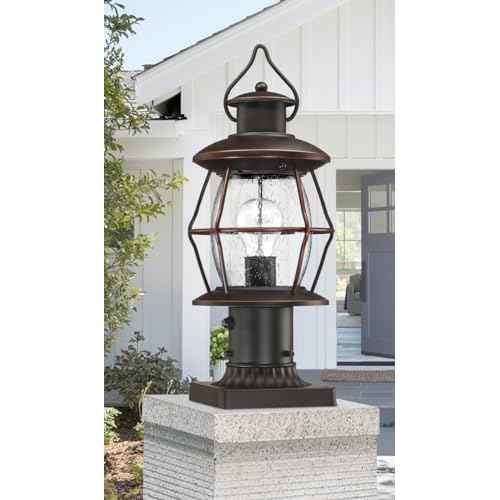 Dusk to Dawn Outdoor Post Lights with Pier Mount Base,16.8¡° Waterproof Lamp Post Light Fixture Hardwired 120V,Oil Rubbed Bronze Post Lighting for Driveway, Yard, Pathway, Garden, Patio