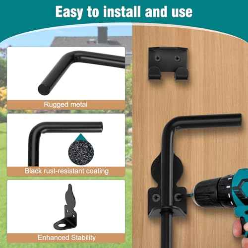 36 Inch Heavy Duty Gate Drop Rod for Gates,Gate Cane Bolt Drop Rod Hardware Ground Latch for Wooden Fences, 36 Cane Bolt Gate Drop Rod,Black Solid Steel(2 Pack for Gate Drop Rod)