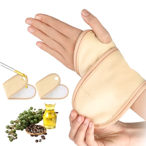 2 Pack Reusable Castor Oil Pack Wrap for Wrist, Wrist Wraps Adjustable Castor Oil Packs Prevent Leakage, Wrist Brace for Sport Yoga, Tendonitis, Carpal Tunnel Arthritis, Wrist Wraps for Pain