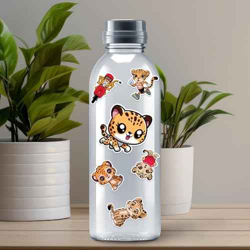 Cheetah Stickers 50 Pieces Vinyl Waterproof Decal for Laptop Water Bottle Phone Car Window Motorcycle Guitar Stakeboard Scrapbook African Leopard Sticker Gifts