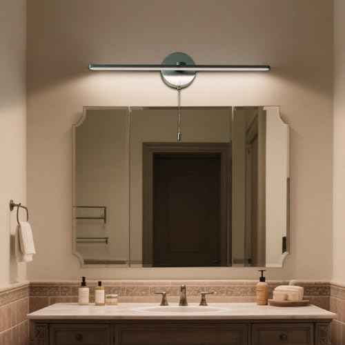 Vanity Light with On Off Switch,24 inch LED Light Vanity Bar for Bathroom Vanity Light Bar Brushed Aluminum,Modern Wall lamp Over Mirror with Pull Chain Switch