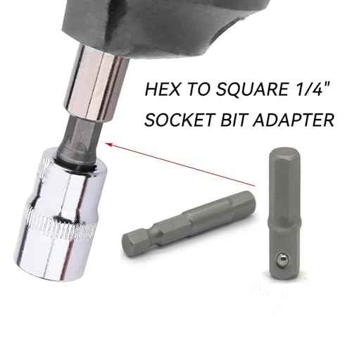 8 Pieces 1/4 Hex to 1/4 Socket Adapter, 1/4" Hex to Square Socket Bit Adapter,Power Tool Replacement Part Adapter Suitable for Drill Driver Socket Driver Electric and Pneumatic Drill