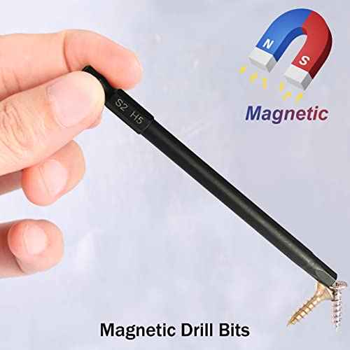 PTSLKHN 10-Piece Metric Hex Shank Drill Bit Set | 4" S2 Alloy Steel Allen Wrench Bits | Magnetic Tips for Precision | Industrial-Grade Durability