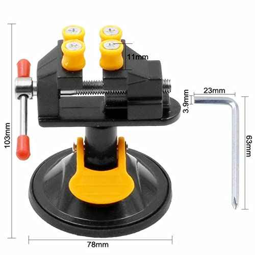 Universal Mini Table Bench Screw Clamp Engraving Table Vice 360 Rotatable Adjustable Table Vise Suction Cup Base for Jewelry Watch Walnut