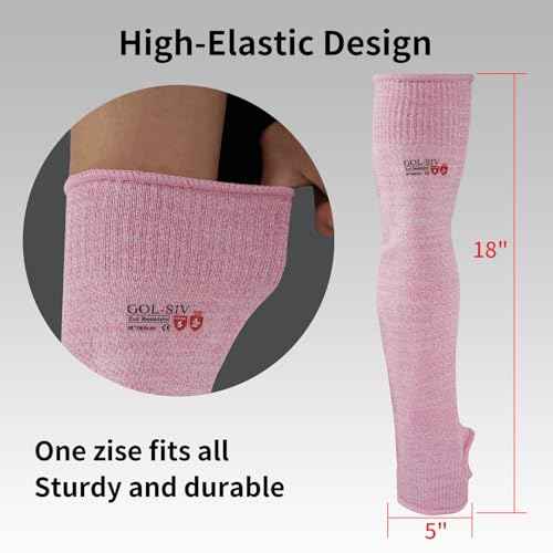 Arm Protectors For Thin Skin And Bruising, Cut Resistant Sleeves For Men Women, A5 Level Farmer Sleeve For Gardening (Grey & Pink, 17.7 In - 2pairs)