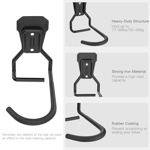 Housolution Bike Wall Mount with Fixed Hook, [6 Pack] Heavy Duty Bike Storage Rack, Bike Rack Vertical Stand for Garage - Easily Hang/Detach - with Screws Iron Bike Hanger Brackets