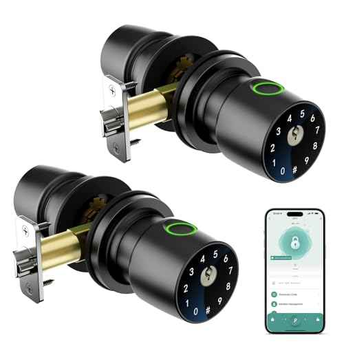 IRONZON Fingerprint Door Knob Fingerprint Door Lock with App Control Smart Door knob for Bedroom, Biometric Door Lock for Apartment Office and Garages 2pack