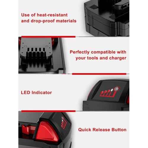 5.0AH Battery 18V Compatible with Milwaukee M18 48-11-1850, 2 Pack Compatible with All Power 18V Mil Waukee Power+ Tools Lithium Ion Battery 48-11-1852