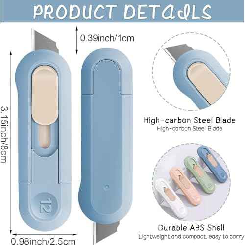 Box Cutter,Retractable Box Opener, Package Opener, Easy Slide Retractable Cute envelope opener for opening daily express boxes, envelopes, packages, paper tapes and more (8 Pcs Box Cutter))