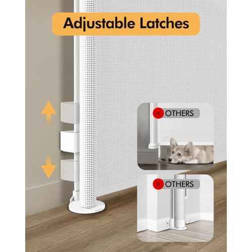 Retractable Baby Gate for Stairs & Doorways, 55" Wide x 33.6" Tall Easy Installation Mesh Dog Gate for Indoor & Outdoor Use,Pet and Dog Safety Gate for Hallways(White)