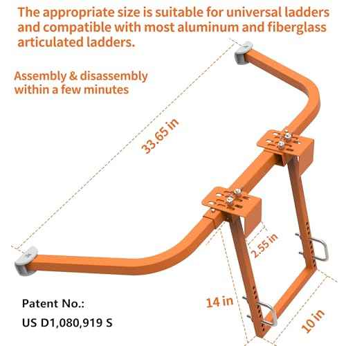 Ladder Stabilizer for Roof Gutter,Heavy Duty Steel Ladder Roof Hook Ladder Stabilizer with Wing Span/Wall Extension Ladder Accessory,Ladder Standoff Arms,Gutter Cleaning Tools