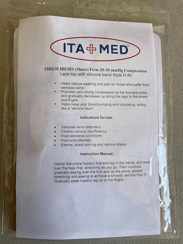 ITA-MED Sheer Thigh High Compression Stockings for Women, 20-30 mmHg Medical Compression Socks, Closed Toe