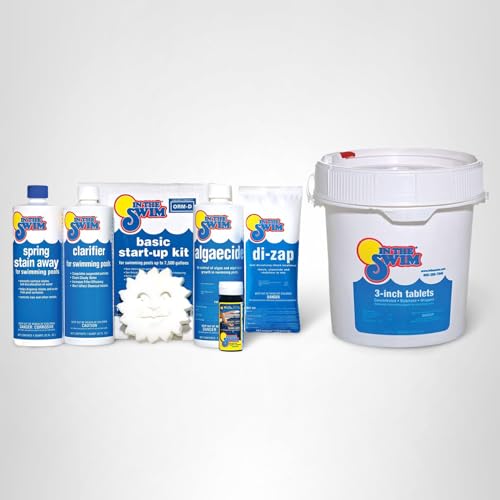 In The Swim Opening Kit and Chlorine Bundle - Pre-Measured Opening Kit for Easy Use - 10 Pound Bucket of 3-Inch Stabilized Chlorine Tablets - Inground and Above Ground Pools Up to 7,500 Gallons