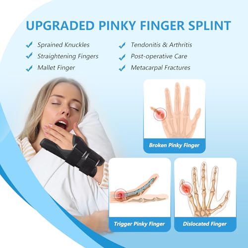 Pinky Finger Splint, Finger Splint for Pinky, Broken Pinky Finger Brace, Little Finger Splint, Metacarpal Finger Splint Hand Brace for Trigger Finger, Arthritis, Pinky Splint Left Hand, M