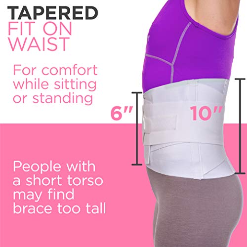BraceAbility Women's Back Brace for Female Lower Back Pain - Lightweight Soft White Elastic Lumbar Compression Support Belt is Discreet Under Clothes for Ladies, Nurses, Walking (Small)