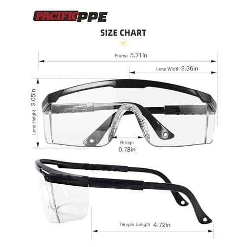 PACIFIC PPE 2 Pack Safety Glasses for Men and Women, ANSI Z87 Anti-fog Eyewear with Scratch Resistant Clear Wraparound Lenses, Adjustable Lab Goggles, UV Protection
