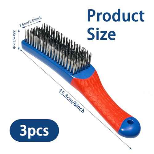 Wire Brushes Set, Stainless Steel Wire Brushes for Cleaning Rust Paint Removal with Curved Handle