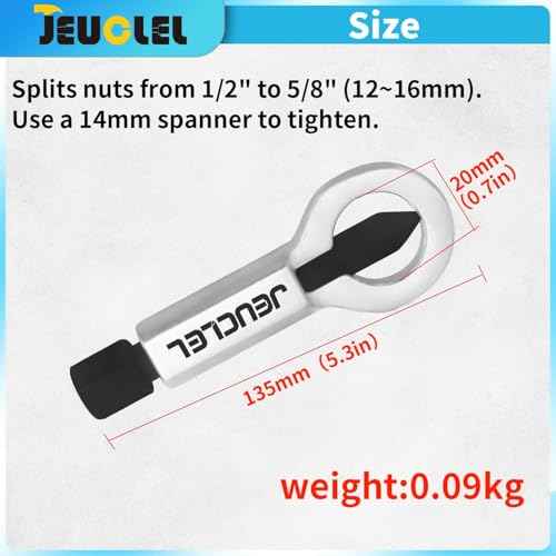 Nut Splitter Cracker, Fits 1/2" to 5/8" (12~16mm) Metal Rusty Nut Separator, Heavy Duty Nut Breaker Tool for Removing Broken and Damaged Nuts