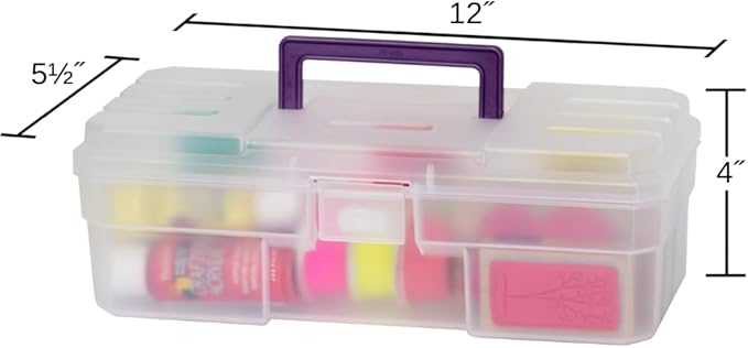 Akro-Mils 12-Inch ProBox Plastic Art Supply, Hobby or Craft Storage Toolbox, Model 09912CLPUR, (12" x 5-1/2" x 4"), Clear (Pack of 6)