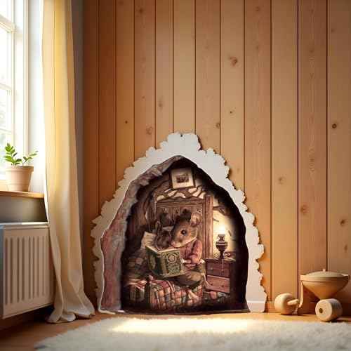 3D Mouse Hole Realistics Wall Sticker,Mouse in a Hole Wall Decal Fun Art,Water Proof Funny Wall Stickers for Bedroom Nursery Wall D?cor,Paint,Walls Treatments and Supplies Stickers,Home D?cor Accents