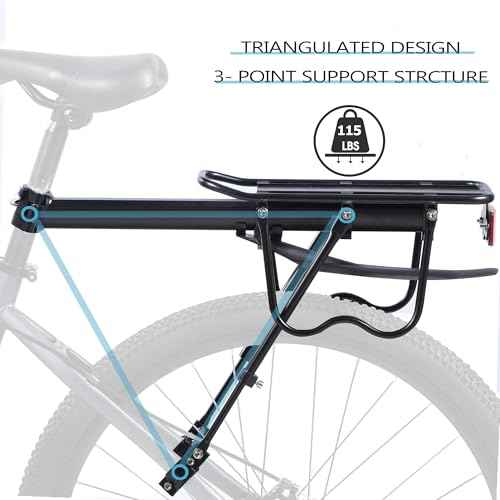 Rear Bike Rack,Bike Cargo Rack w/Fender & Large Size Reflective,Quick Release Mountain Road Bicycle Rear Racks,Universal Bike Luggage Rack,Large Capacity Bike Pannier Rack,YONTUO