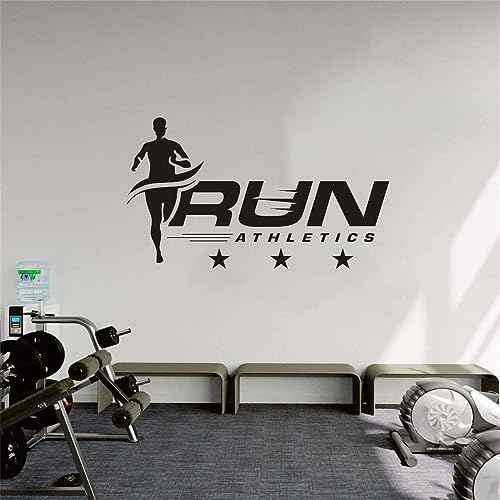 Track and Field Running Wall Decals ? Inspirational Sports Quotes for Kids' Room ? Motivational Wall Art for Boys and Girls ? Size: 17"x30" inch (Black-JWH363-Run)
