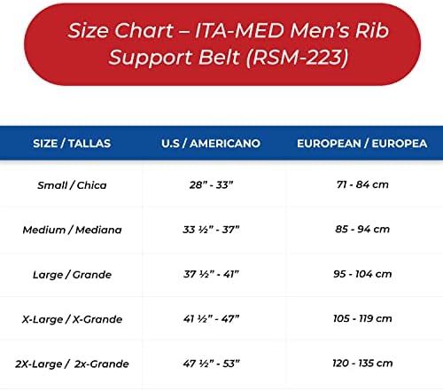 ITA-MED Breathable Elastic Rib Brace for Men, Ideal Compression Support Wrap/Belt for Broken, Cracked, Dislocated & Fractured Ribs, Made in USA (Black, XL)