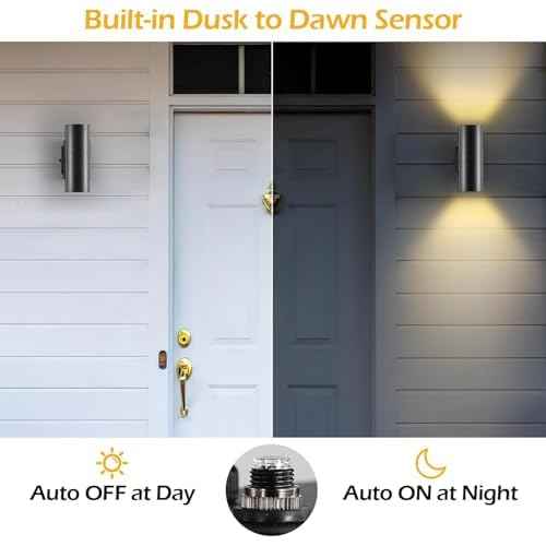 SHIMR Outdoor Wall Lights with GFCI Outlet, Dusk to Dawn Outdoor Lighting Up and Down Lights, Matte Black Exterior Lighting Fixtures Wall Mount, Outside Lights for House Porch Garage Patio