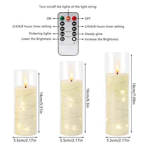 24-Piece Ivory Flameless LED Candles with Flicker Effect, Remote & Timer. Embedded Starry Lights, Battery-Powered. Safe, Elegant for Cozy Romantic Home Decor.