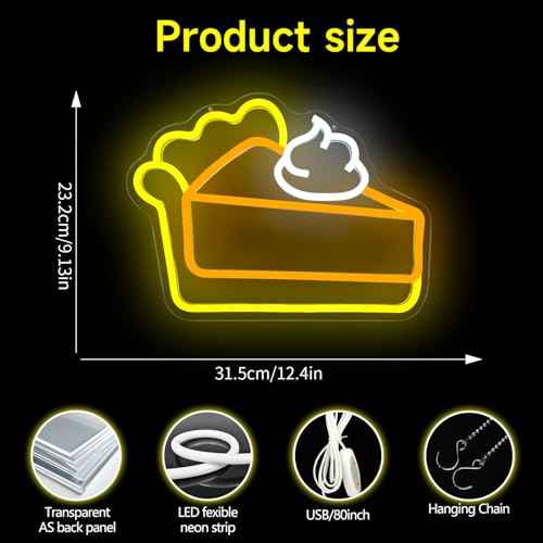 Thanksgiving Pumpkin Pie Neon Sign for Wall Decor Thanksgiving Decorations Pumpkin Led Sign Dimmable Cake Neon Light Up Sign for Business Pie Party Decorations Restaurant Coffee Fireplace Fall