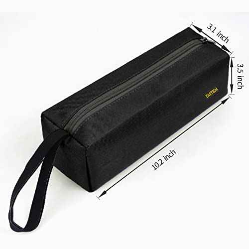 FASTECH 1-Pack Zipper Utility Tool Bag, Small Zipper Bags/Multi-Purpose Tool Pouch Tote Bags Storage Organizer for Screwdrivers, Pliers, Nut Drivers Gifts to Men/Women. (Black)